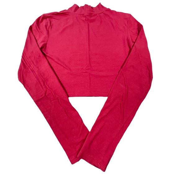 Charlotte Russe size large red long sleeve crop top with short collar - Picture 3 of 6